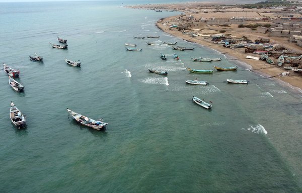 A picture taken February 21 shows fishing boats off a beach on Yemen's Red Sea coast in the Khokha district of al-Hodeidah. [Khaled Ziad/AFP]