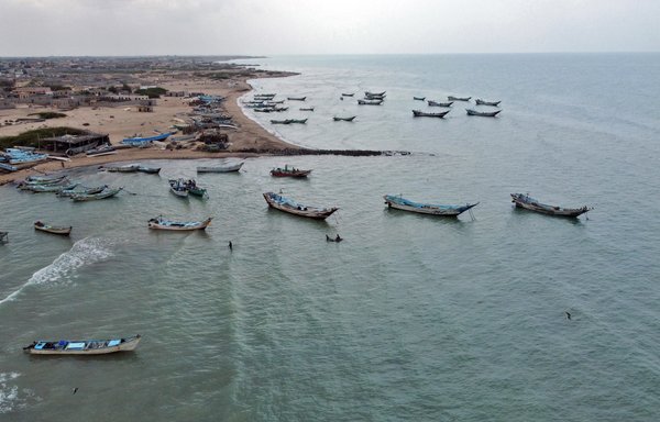 A picture taken February 21 shows fishing boats off a beach on Yemen's Red Sea coast in al-Khokha district, al-Hodeidah province. [Khaled Ziad/AFP]