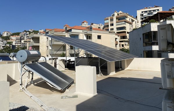 Solar energy panels are seen on rooftops in Beirut's Mazraat Yachou in a photo taken July 24. [Nohad Topalian]