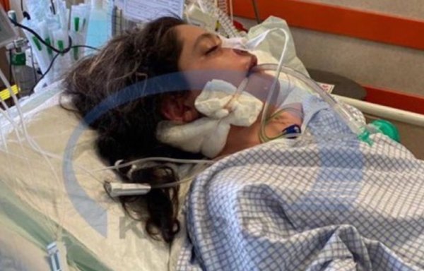 Mahsa Amini in a coma in a Tehran hospital on September 15. [Social media]