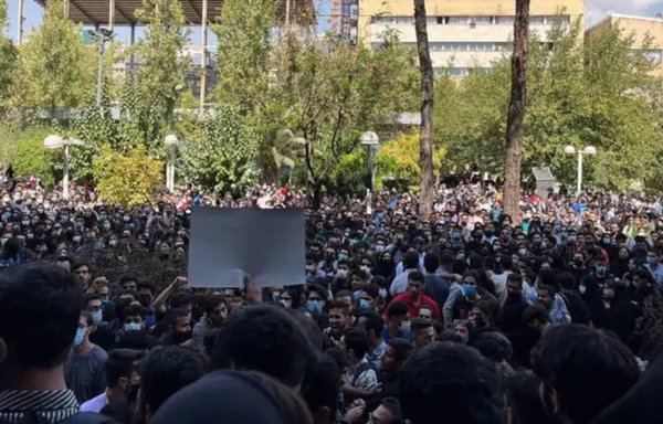 Amirkabir University students September 19 in Tehran protest Mahsa Amini's death. [Iran International]
