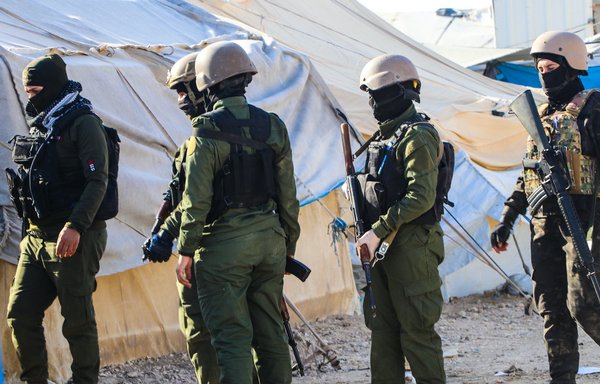Security forces, seen here on September 11, take part in a campaign to purge al-Hol camp of ISIS elements. [Facebook page of Syrian journalist Alaa Hasso]