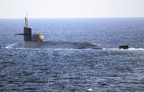 The guided-missile submarine USS Georgia transits the Strait of Hormuz on December 21, 2020. [US Navy]