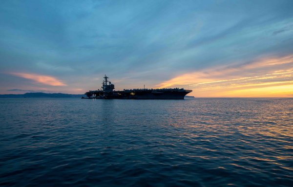 The USS George H.W. Bush aircraft carrier in Naples, Italy in November. [US Navy]