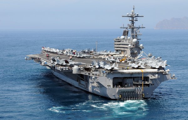 The USS George H.W. Bush aircraft carrier operates in the Mediterranean Sea in December. [US Navy]
