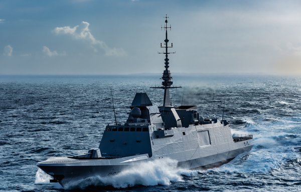 A FREMM-class frigate in the French Navy operates in open waters in July. [French Navy]