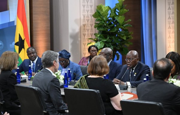 US Secretary of State Antony Blinken (2nd L) meets with Ghanaian President Nana Akufo-Addo (2nd R) during the US-Africa Leaders Summit in Washington, DC, on December 14. [Mandel Ngan/Pool/AFP]