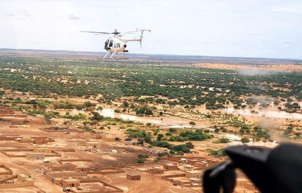 UN combat helicopters on December 29 patrol areas in Mali recently hit by militant activity. [UN]