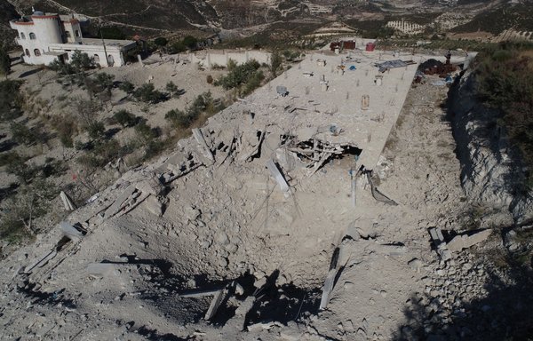 This photo posted on October 11 shows damage to a poultry farm in Syria's western Idlib province caused by a Russian air strike. [White Helmets]