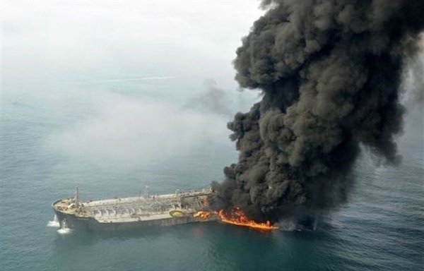 The Panama-registered Sanchi, run by Iran's top oil shipping operator NITC, collided with the CF Crystal off the coast of China, near Shanghai on January 6, 2018. Iran has been using illicit methods to sell oil to China while under US sanctions. [Tasnim News]