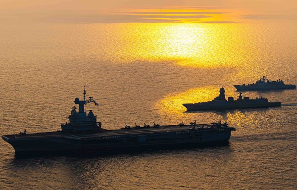 Charles de Gaulle carrier strike group during recent exercises with Indian Navy. [French Navy]