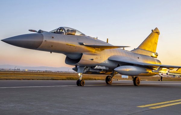A Chinese J-10 on the runway during an exercise in January. [Chinese Ministry of Defense]