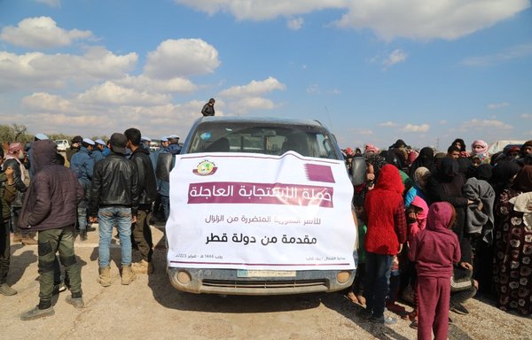 A Qatari support convoy arrives in Syria in the aftermath of the devastating earthquake that hit parts of Syria and Türkiye on February 6. [Qatar News Agency]