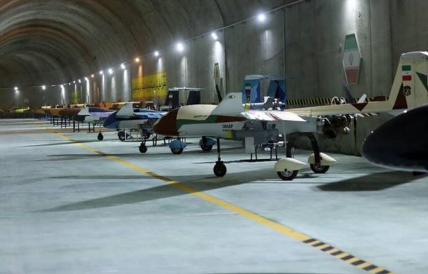 Iranian media showed photos of drones on display in a newly revealed underground base in the mountains, the location of which has not been revealed. [Mashregh]