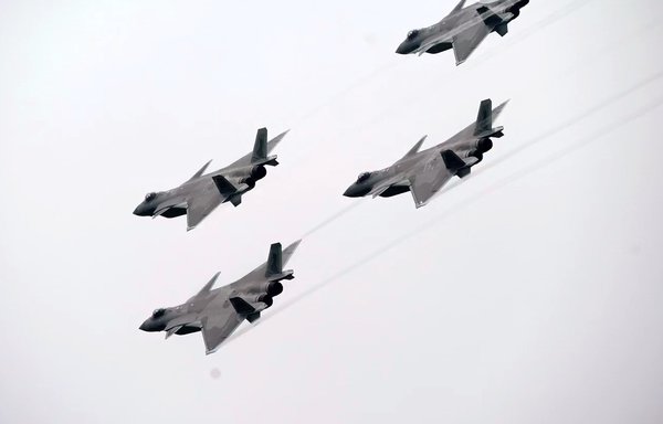 J-20s perform at an airshow last November 8. [Chinese Ministry of Defence]