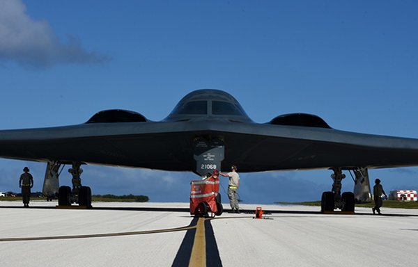 The US Air Force's B-2 Spirit stealth bomber is shown here at Andersen Air Force Base in Guam in 2018. [US Air Force]