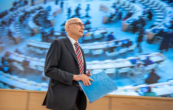 UN High Commissioner for Human Rights Volker Türk arrives at a session of the 52nd UN Human Rights Council in Geneva, Switzerland, on March 6. [Fabrice Coffrini/AFP]