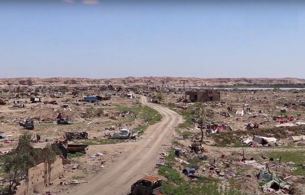 Al-Baghouz is seen here in a screenshot from a video taken May 16, 2019, after the last battle took place between the SDF and international coalition on one side and ISIS on the other. [SDF Press]