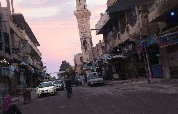 A street in the Syrian border town of Albu Kamal is seen here on April 7. [Euphrates Nights Facebook account]