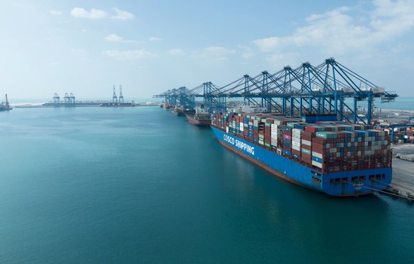 The Chinese container terminal at the UAE's Khalifa port, for which state-controlled China Ocean Shipping Company Ltd. was awarded a 35-year concession, is seen here in a photo taken May 4. [WAM]
