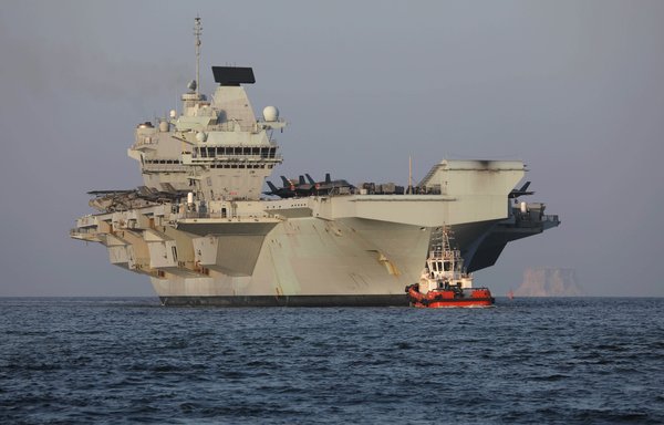 HMS Queen Elizabeth and escort ships arrive at Duqm port, Oman, on November 3, 2021. [UK Ministry of Defence]