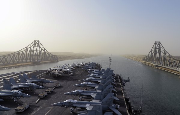 A US aircraft carrier transits the Suez Canal in 2019. [CENTCOM]