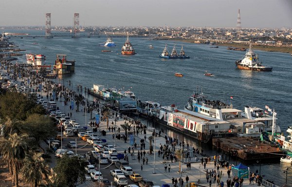 The Shatt al-Arab waterway, at the confluence of the Tigris and Euphrates rivers, in Iraq's southern city of Basra is seen here on January 18. The area would be the end-point of a proposed railway linking Iran to Iraq that has raised concern in the region. [Ahmad al-Rubaye/AFP]