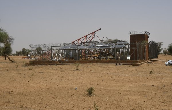 Suspected extremists destroyed the antenna of a local telephone company during a June 9, 2022, attack in Gorouol, southwestern Niger, near the Burkina Faso border. [Boureima Hama/AFP]