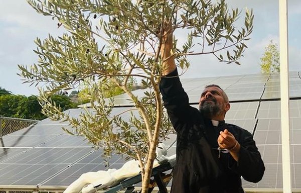 Father Majdi Allawi, who cares for addicts and helps them in his rehabilitation centres, spends part of his time farming. [Karyet el-Ensen/Father Majdi Allawi]