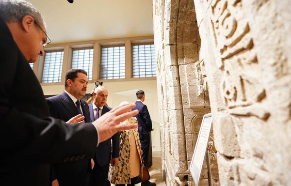 Iraqi Prime Minister Mohammed Shia al-Sudani attends a June 10 ceremony at the Iraq Museum to open boxes of artefacts returned to Iraq from the British Museum in May. [Al-Sudani's media office]