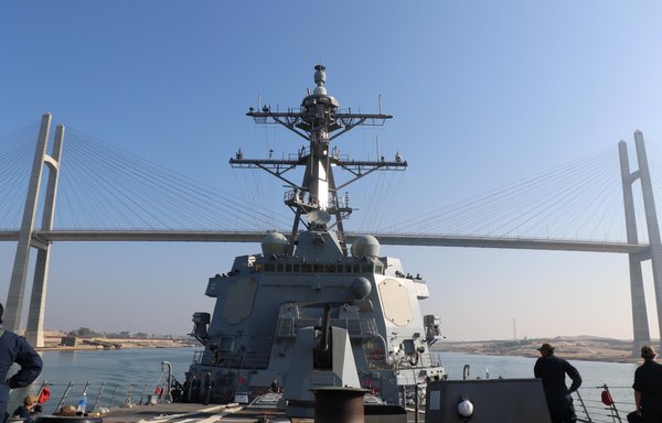 USS Thomas Hudner (DDG-116) transiting the Suez Canal on July 14. [CENTCOM]