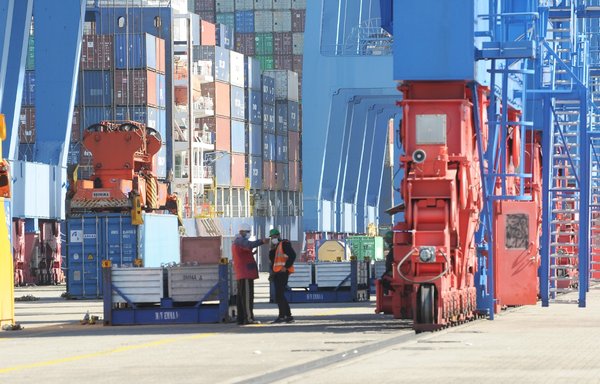 The container terminal at the port of Beirut, seen here, has resumed operations at close to full capacity three years after the deadly explosion of August 4, 2020. [Ziyad Hatem/Al-Mashareq]