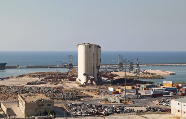 A picture shows the Beirut port on July 22. The port was the site of a huge blast that devastated the Lebanese capital three years earlier, killing more than 220 people and injuring at least 6,500. [Anwar Amro/AFP]